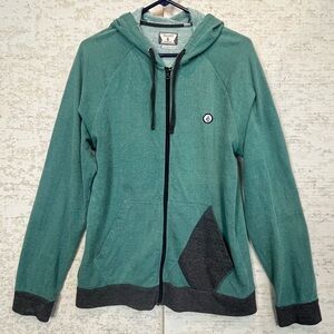 Volcom Corpo Class Green Sweatshirt Hoodie Zip Up Medium Grunge Streetwear